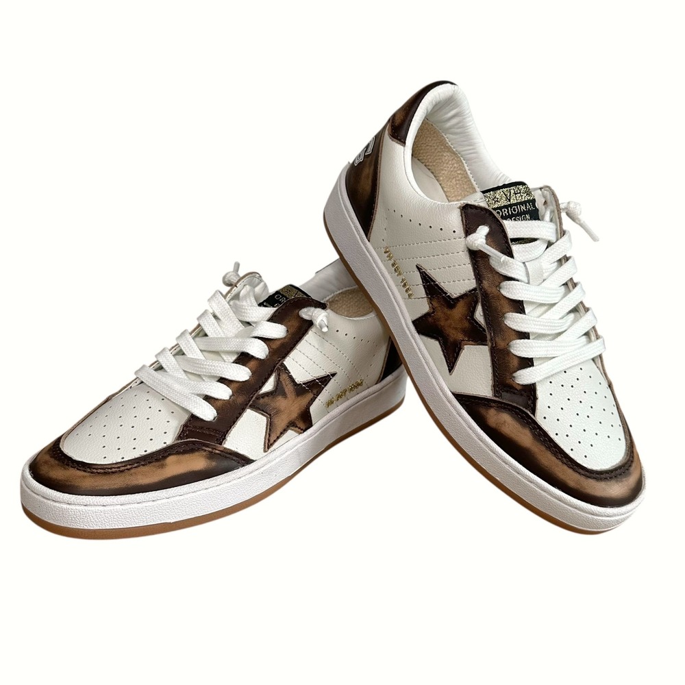 Vintage Havana Women Bronze Distressed Star Low Top Sneakers VH EST 1954 White - Picture 13 of 16